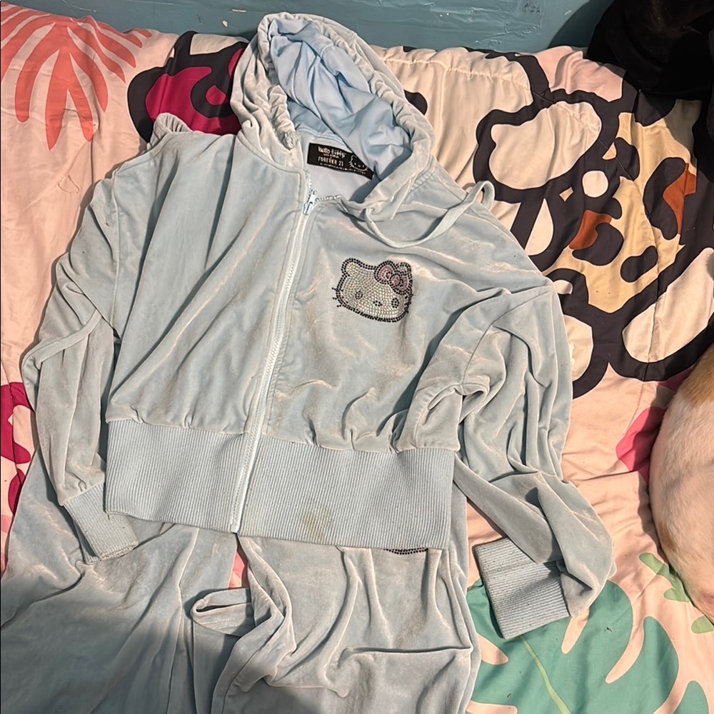 Light Blue Hello Kitty Hoodie and Pants Set
